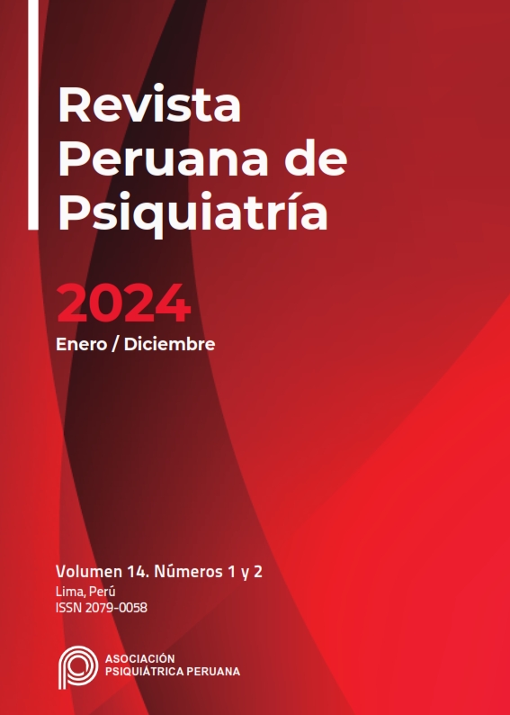 					Ver Vol. 14 Núm. 1 y 2 (2024): Revista Peruana de Psiquiatría 2024
				